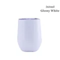Insulated 12oz stainless steel wine tumbler in glossy white finish with lid - Glossy White