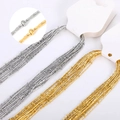 Silver and golden stainless steel DIY chain necklaces with decorative beads on retail cards - 0.8mm Layered Chain (40+5cm)
