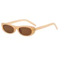 Retro milk tea oval sunglasses with brown lenses and technical temple markings - Jelly Tea