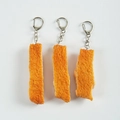 Lot de porte-clés réalistes en PVC pépite de poulet frit avec texture dorée - Poulet Frit 3pcs - Style Fermoir Mousqueton