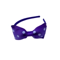 Purple polka dot grosgrain ribbon headband featuring a large textured bow design - Purple Polka Dot
