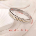 Minimalist elastic stainless steel bracelet with silver and gold finish, 9.2mm width - J012-1 Gold Silver Stripes