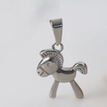 Polished silver stainless steel pony pendant with top ring for necklaces and jewelry - D06-Little Horse-Steel