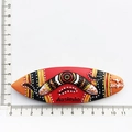 Detailed view of Australia resin fridge magnet with aboriginal art and size ruler - Boomerang Surfboard