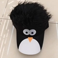 Lustige schwarze Pinguin-Baseballkappe mit Perückendesign und Cartoon-Stickerei für Kinder - Erwachsenengröße (57-59cm) / Pinguin - Schwarzes Haar