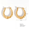 Irregular twisted hoop earrings in 18k gold plated 304 stainless steel, 26mm height - Twist Design Hoop Earrings (26x20mm)