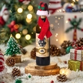 Christmas wine bottle cover featuring a classic red checkered hat and matching scarf set - Plaid Pointed Hat And Red Scarf