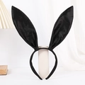 Cerchietto con orecchie da coniglio in raso nero per costumi di Pasqua o Halloween - Nero