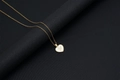 18k gold heart pendant necklace with white shell inlay and letter N engraving - Shell Heart Letter N (With Chain)