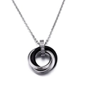 Halskette für Damen und Herren mit ineinandergreifenden Ringen in Silber und Schwarz - Ineinandergreifender Trinity Schwarz-Silber-Stil (KP59956)