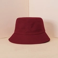 Solid deep red cotton bucket hat with parallel stitching on the brim for outdoor wear - Burgundy