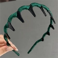 Serre-tête en satin vert foncé avec dents antidérapantes pour le volume des cheveux - Vert foncé