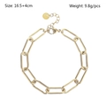 Vue détaillée du bracelet trombone en acier inoxydable doré avec mesure de 16,5+4cm - Style Bracelet Métallique Trombone (YB639-G) / Longueur 16,5+4cm / Or (YB639-G)