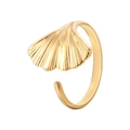 Verstellbarer goldener Edelstahlring mit filigranem Ginkgoblatt-Design - Verstellbar / Gold