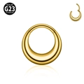 Gouden G23 massief titanium scharnierende clicker ring voor oor of neuspiercing - 1.2x10mm / Glad Oppervlak / Goud