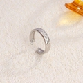 Adjustable silver quilted pattern steel ring with minimalist textured relief design - Quilted Texture / Steel