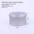 Silver round tin box with clear window lid, diameter 65mm and height 40mm - Window Lid / Silver