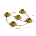 Golden circular 5-cup metal candle holder with brushed finish, 25.5cm diameter - 5-Head Type B / Gold
