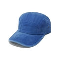 Dettaglio del cappello da skateboard a cinque pannelli in cotone lavato blu, stile vintage - M (56-58cm) / Blu