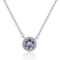 Collana in argento S925 con pendente halo in moissanite viola tonda da 1 carato - Viola