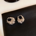 Geometric C-shaped textured metal hoop earrings with a modern minimalist style - Ear Buckle-Silver (Real Gold Plated)