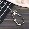 Cordino per cellulare argentato con fiocco di perle e cuori, 21cm, per fotocamere e telefoni - Stile Cuore Argentato(K3046)