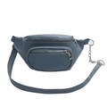 Sac bandoulière bleu en cuir PU avec double fermeture éclair et détail de chaîne argentée - Bleu