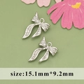 Silver bow knot charm with cubic zirconia for jewelry making, size 15.1mm x 9.2mm - ME5602B - Silver Bow Knot - 1pc