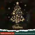 Golden Christmas tree wall sticker with snowflakes and reindeer, size 56x74cm - Golden Christmas Tree (XL6121)