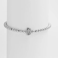 Minimalist silver beaded bracelet with a polished metal letter D balloon charm - Silver D