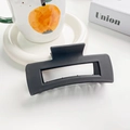 Minimalist matte black rectangular claw clip with hollow design and frosted finish - 10.5cm / Solid Black