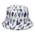 Kids white fisherman hat with colorful cartoon fish prints and sun protection design - 51-52CM(2-4 Years Old) / Fish