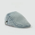 Classic light blue denim newsboy cap with side metal buckle and adjustable design - Denim Light Blue