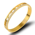 Titanium steel gold-plated bangle with Roman numeral cutout and sparkling crystal inlay - Gold
