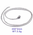 Collier chaîne croisée argentée de 450mm avec fermoir mousqueton, largeur 2mm, 3.5g - Chaîne Cruciforme Couleur Acier (45cm+5cm)