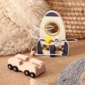 Educational wooden rocket bead maze toy with a mini wooden car for toddlers and kids - Space Toy Rocket Maze
