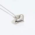 Polished silver heart pendant necklace with minimalist striped love design on fine chain - Heart / Silver