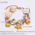 Bracciale in acciaio inossidabile placcato oro 18k con ciondoli a conchiglia e stella marina - Bracciale (SL41002) / Oro 18K