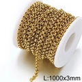 18k gold plated stainless steel chain on a white spool for DIY jewelry making 1000x3mm - Gold 3mm Rolo Chain (KLJ8682-Z)