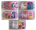 Pink felt busy board toy with unicorn theme for toddlers learning basic life skills - Dress Up/Skirt 5 Pages / 44*28cm
