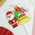 Weihnachtsmann-Kuchendeko aus Weichgummi mit Geschenktüte, Größe 5,8x5,1 cm - #6006 Weihnachtsmann mit Merry Christmas Geschenktüte