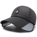 Gorra de béisbol de malla gris oscuro con alas laterales retráctiles de protección solar - gris oscuro / Ajustable