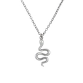 Collana minimalista in argento S925 con pendente a serpente e catena a maglie sottili - Oro Bianco