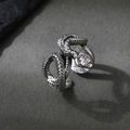 Verstellbarer Vintage Silber Schlangenring mit Schuppen im Gothic Punk Design - Einstellbar Offen / Vintage Schlangenring
