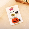 Halloween ghost and pumpkin hair clip set with glitter accents for children and kids - Ghost Pumpkin and Pumpkin Set