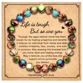 Handmade 8mm colorful natural stone bead bracelet on inspirational quote card gift - 8mm Beads With Card / Multicolor Emperor Stone