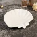 White ceramic shell soap dish decorative jewelry tray for bathroom and home decor - Shell Soap Dish White