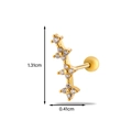 Clou d'oreille papillon doré en acier inoxydable orné de pierres précieuses brillantes - Chaîne Étoile de Croix - Couleur Or (11#)