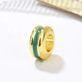Macro di perla in rame placcato oro 18k con smalto verde per gioielli fai-da-te - 6*3*3MM / Oro + Verde