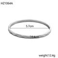 Silver geometric textured stainless steel open bangle bracelet with 5.7cm inner diameter - Inner Diameter 5.7cm Width 0.4cm / Silver (Geometric)